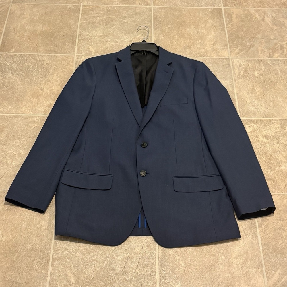 Haggar Men's Smart Wash Repreve Suit Jacket Blue Size 40 R Classic Fit